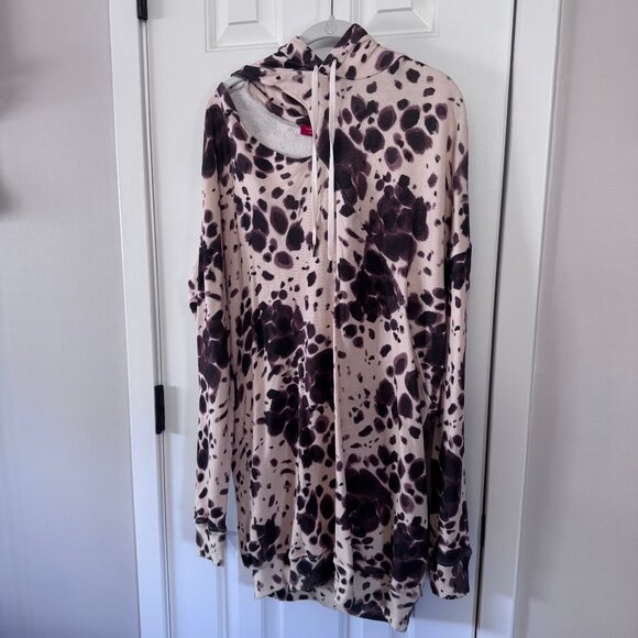 n:philanthropy Frances Leopard Print Hooded Cut Out Mini Sweatshirt Dress Size S - Picture 1 of 7